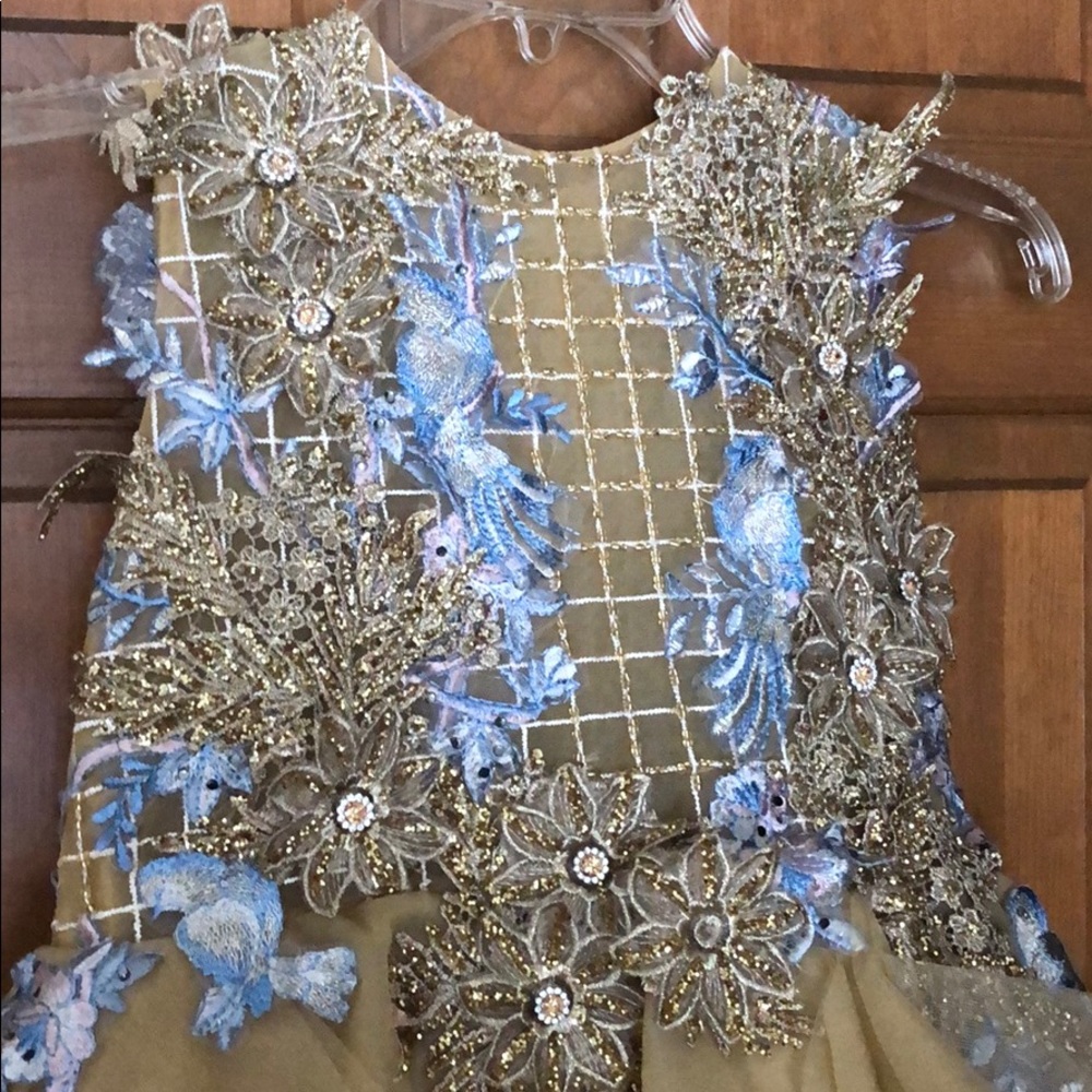 Pageant dress tween new embroidery crystals hi-low